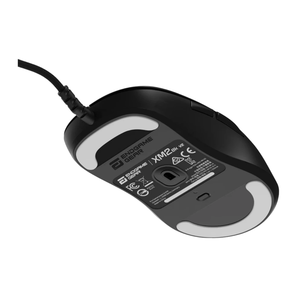 Endgame Gear XM2 8k v2 noir, vue du dessus: forme symétrique, molette centrale et câble tressé - Ítem2