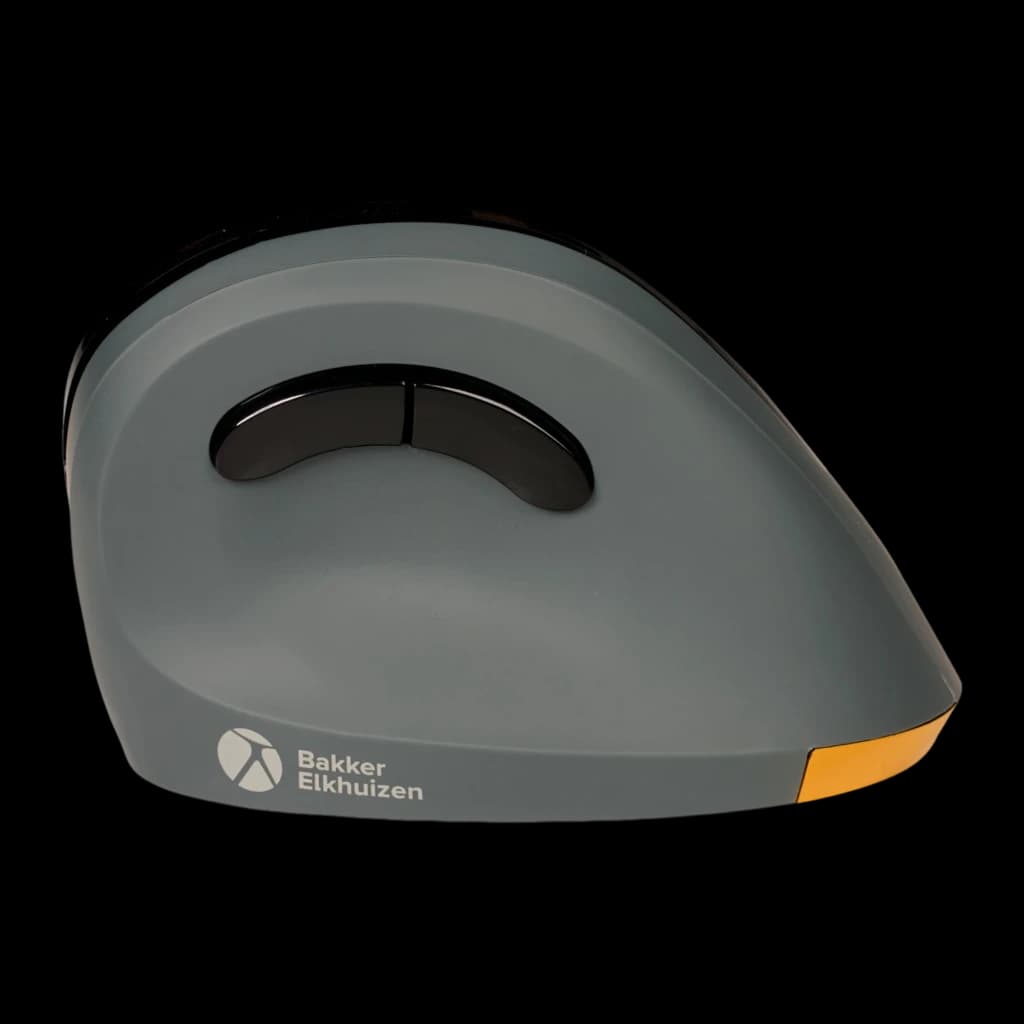 BakkerElkhuizen PRF Wireless negro gris oscuro, vista superior: base gris con botones curvos negros y logo BakkerElkhuizen