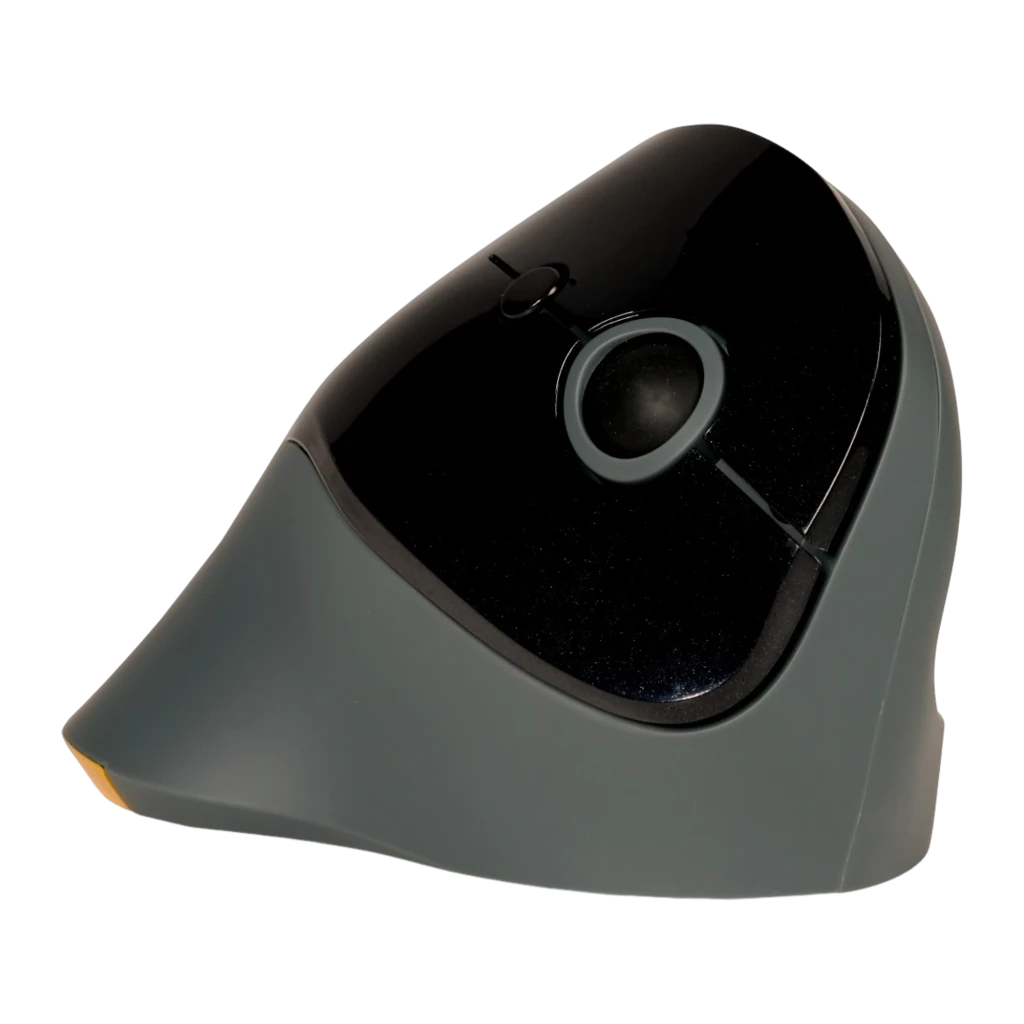BakkerElkhuizen PRF Wireless preto cinza escuro, vista lateral: perfil ergonómico vertical com roda de scroll e acento - Item2