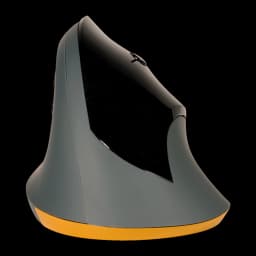 BakkerElkhuizen PRF Wireless negro gris oscuro, vista frontal-lateral: perfil ergonómico vertical, base naranja y rueda