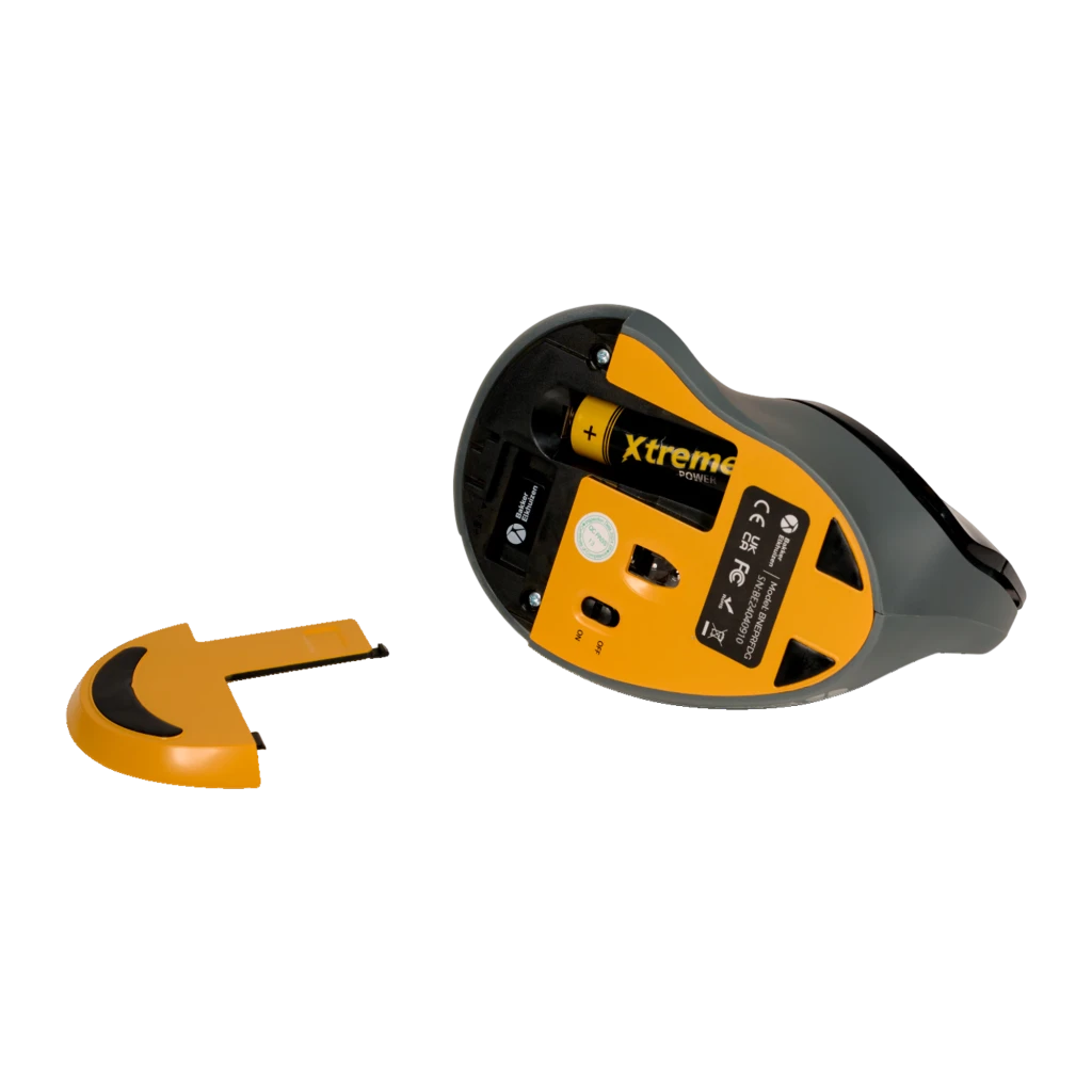 BakkerElkhuizen PRF Wireless preto cinza escuro, vista lateral: perfil ergonómico vertical com roda de scroll e acento - Item5