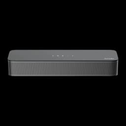 Ultimea Poseidon M20 Soundbar negro, vista frontal elevada: rejilla metálica y botones táctiles en la parte superior