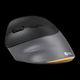 BakkerElkhuizen PRF Pro 3 Negro Gris oscuro, vista lateral: perfil ergonómico vertical para zurdos, franja naranja inferior