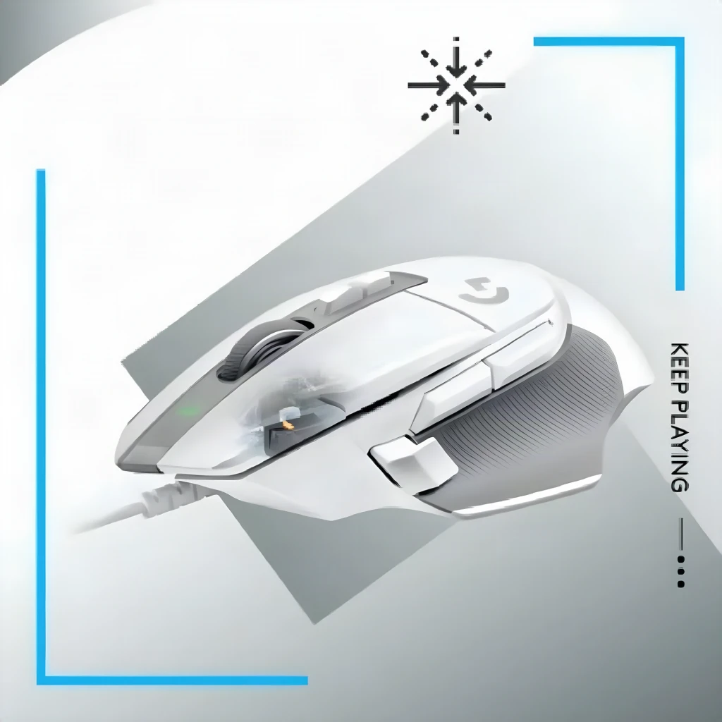Logitech G502 X HERO 25K blanco, vista superior: rueda de scroll, botones laterales y logo G visibles - Ítem5