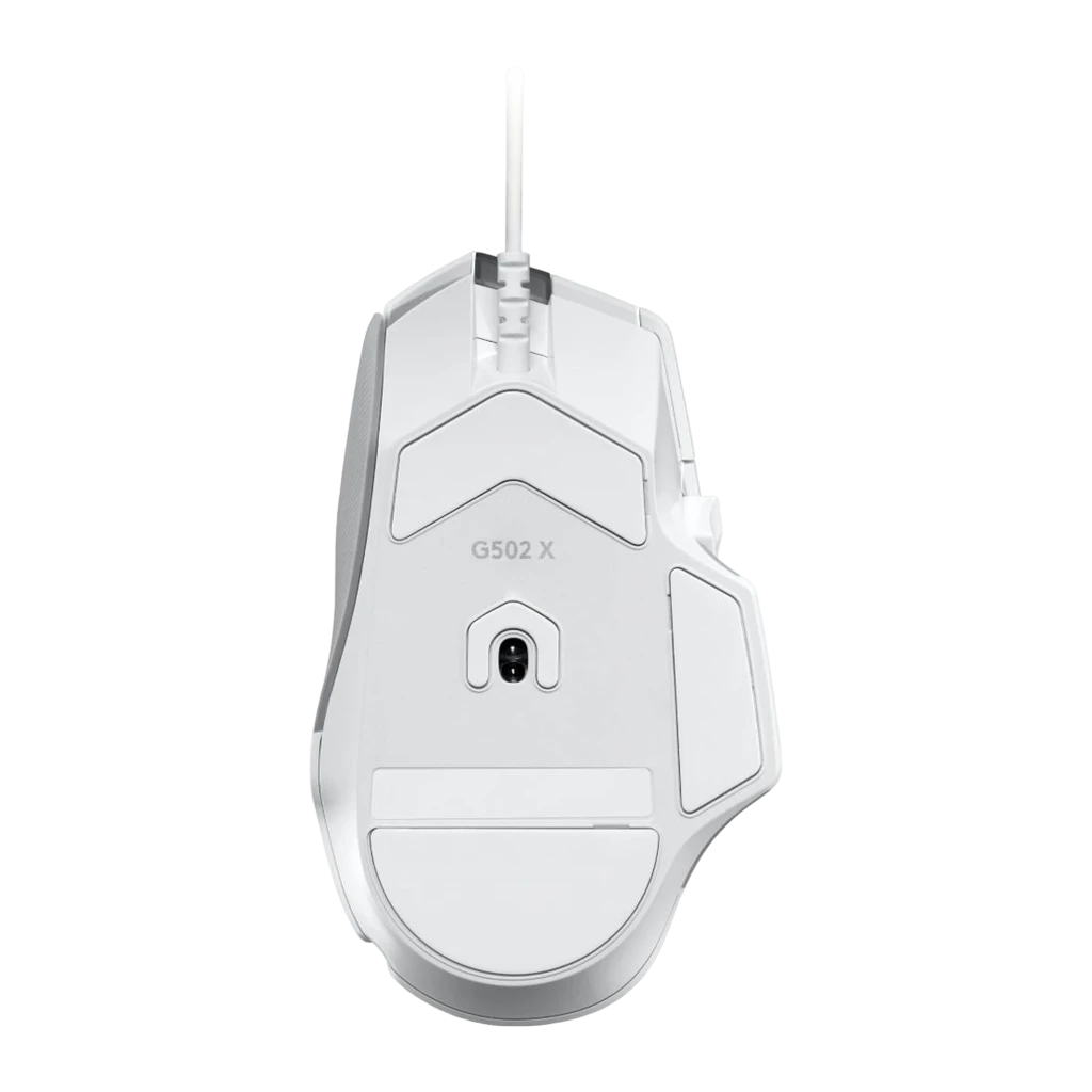 Logitech G502 X HERO 25K blanco, vista superior: rueda de scroll, botones laterales y logo G visibles - Ítem1