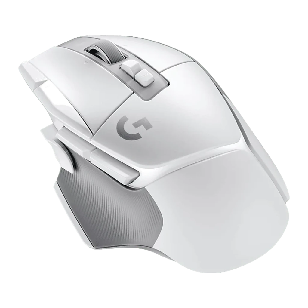 Logitech G502 X HERO 25K blanco, vista superior: rueda de scroll, botones laterales y logo G visibles - Ítem2