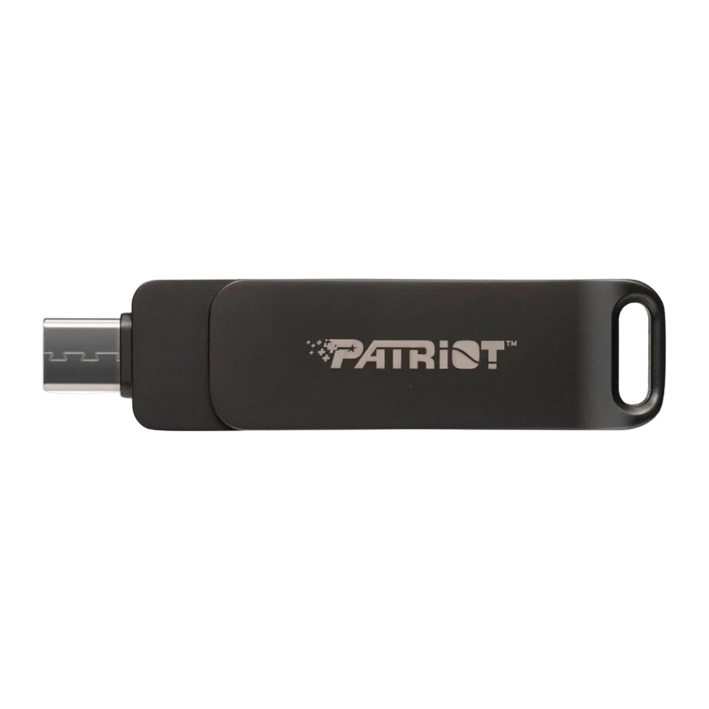 Patriot Rage R550 1TB negro, vista angular: conectores USB-A y USB-C desplegados mostrando diseño swivel giratorio - Ítem1