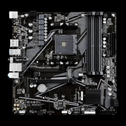 Gigabyte A520M DS3H WIFI6E, vista superior: placa-mãe Micro ATX preta, socket AM4, slots DDR4 e PCIe visíveis