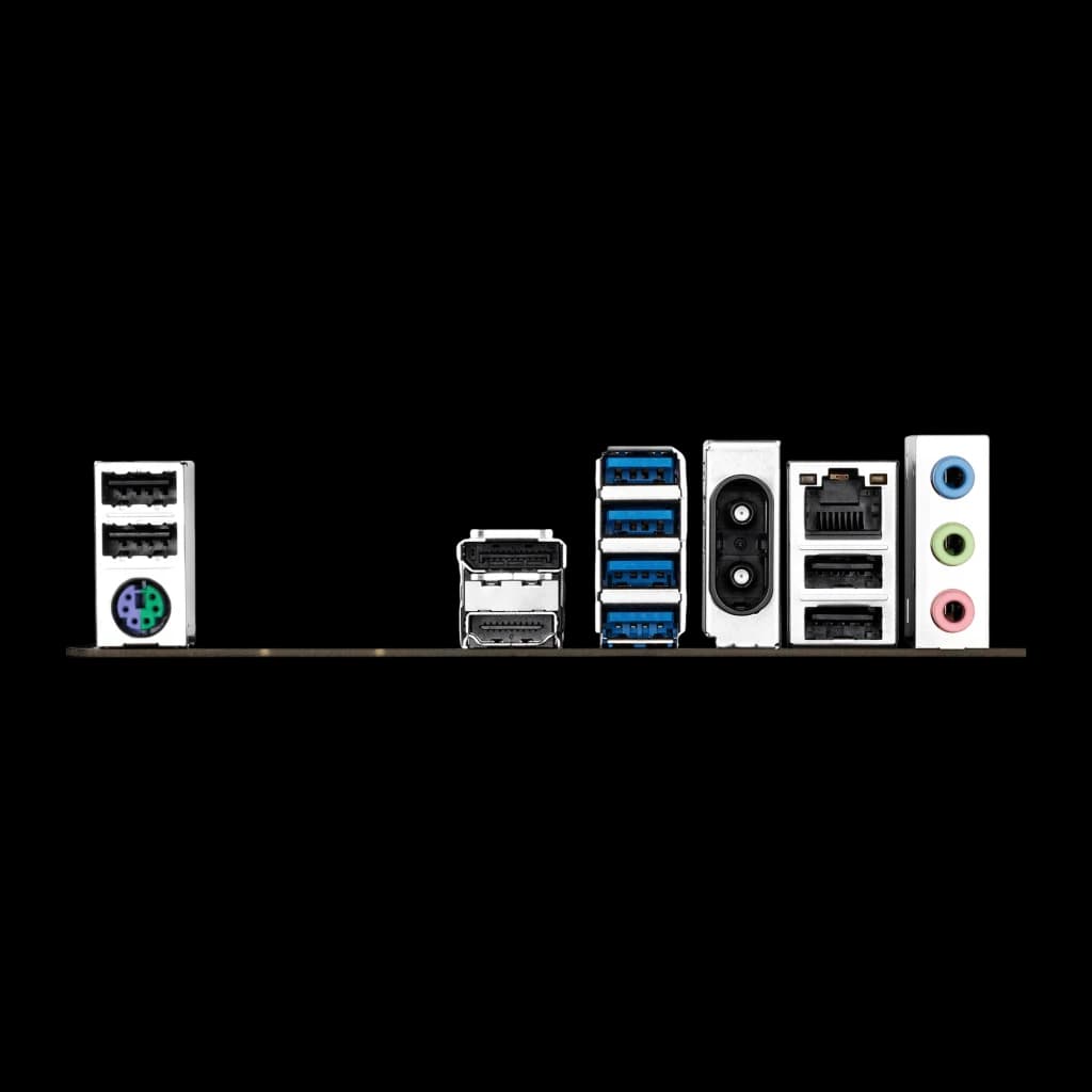 Gigabyte A520M DS3H WIFI6E, painel traseiro: portas USB, PS/2, HDMI, DisplayPort, RJ45 e áudio