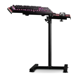 Next Level Racing Suporte Free Standing Keyboard & Mouse, vista lateral: teclado RGB e rato montados nas bandejas, poste