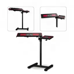 Next Level Racing Suporte Free Standing Keyboard & Mouse preto, vistas múltiplas: estrutura completa, bandejas ajustáveis