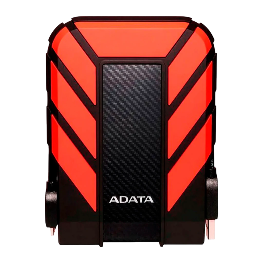 ADATA HD710 Pro 1TB negro, vista frontal: carcasa roja y negra con textura carbono y logo ADATA