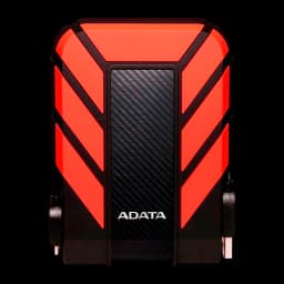 ADATA HD710 Pro 1TB negro, vista frontal: carcasa roja y negra con textura carbono y logo ADATA