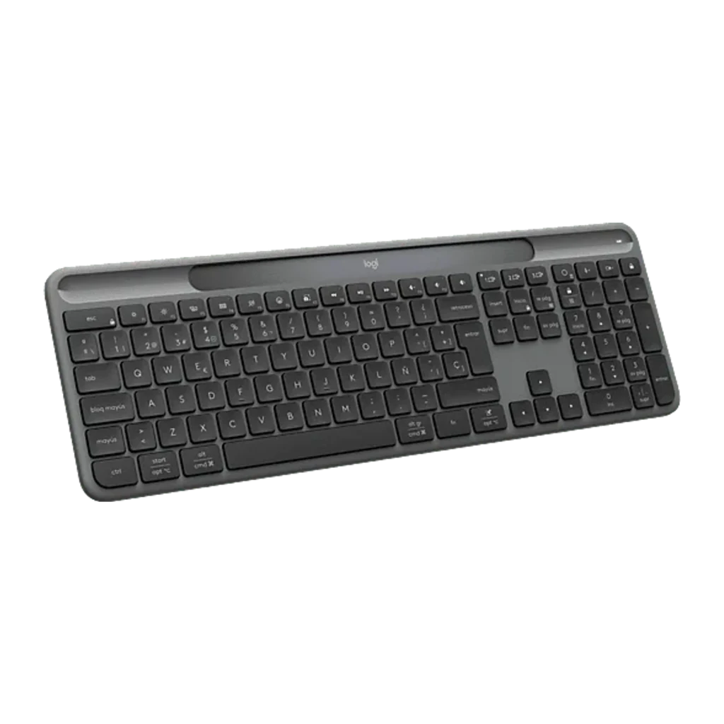 Logitech Signature Slim Solar K980 Business QWERTY grafite, vista superior: teclas completas, painel solar e teclado numérico - Item2