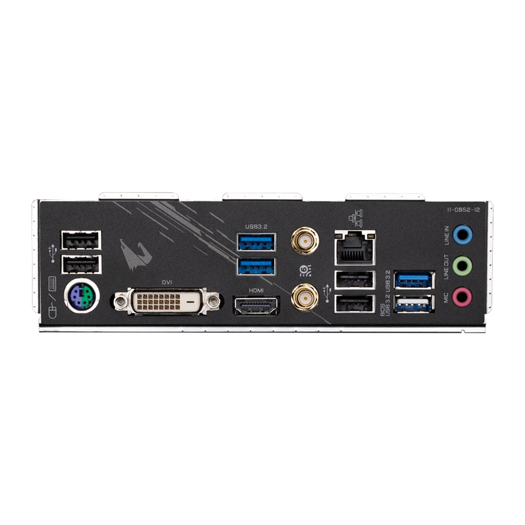 Gigabyte B550M AORUS Elite AX Castanho, kit completo: placa-mãe ao lado da caixa de venda com logo AORUS - Item2