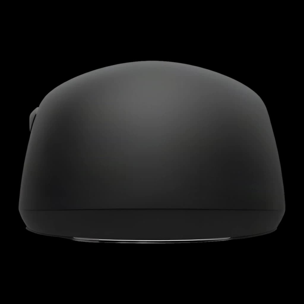 Endgame Gear OP1w 4K Wireless noir, vue avant: profil arrondi mat, bande inférieure argentée et molette latérale visible