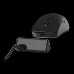 Endgame Gear OP1w 4K Wireless noir, vue latérale: souris avec port USB-C et station de charge avec câble