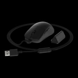 Endgame Gear OP1w 4K Wireless noir, vue ensemble: souris avec câble USB tressé et récepteur USB sans fil