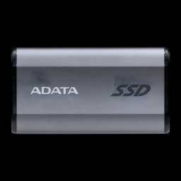 ADATA SE880 500GB gris, vista frontal: cuerpo aluminio con logo ADATA y texto SSD, esquinas negras