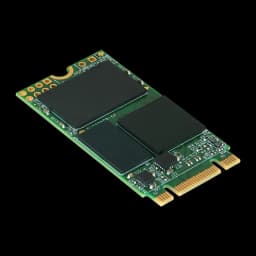 Transcend MTS420 120GB M.2, vista em perspectiva: ângulo isométrico mostrando PCB verde e chips NAND
