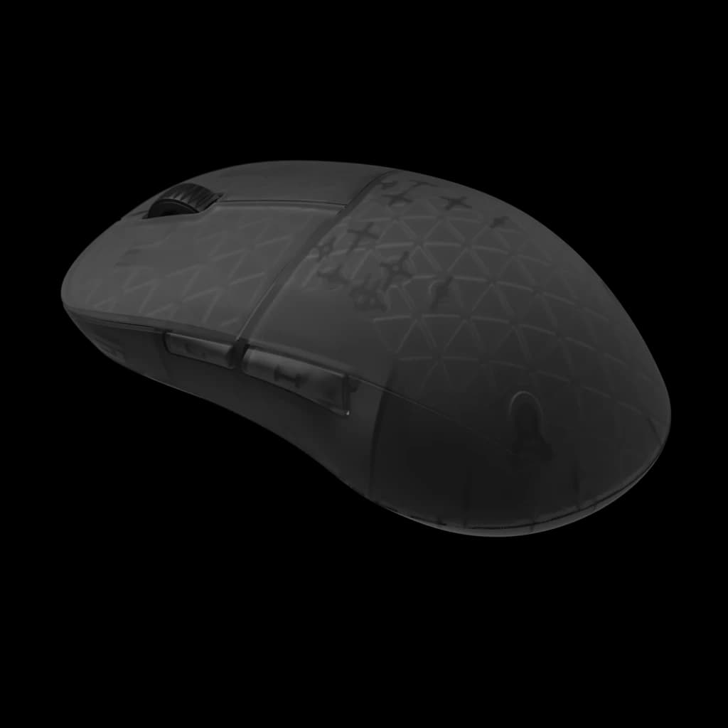 Endgame Gear XM2w 4K Wireless Dark Frost, vista lateral esquerda: padrão geométrico na carcaça, botões laterais e roda