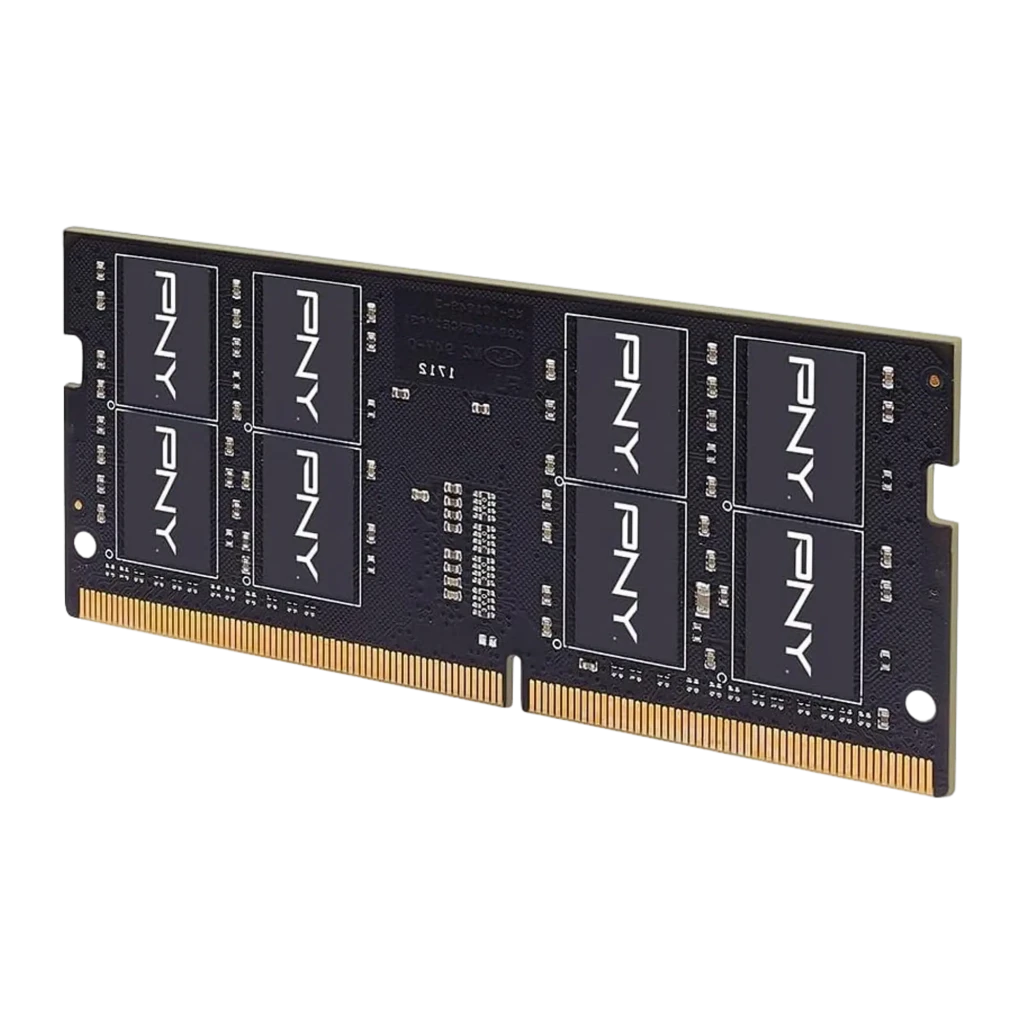 PNY Performance 16GB DDR4 SO-DIMM negro, vista frontal: etiqueta con especificaciones DDR4 3200 y contactos dorados - Ítem1
