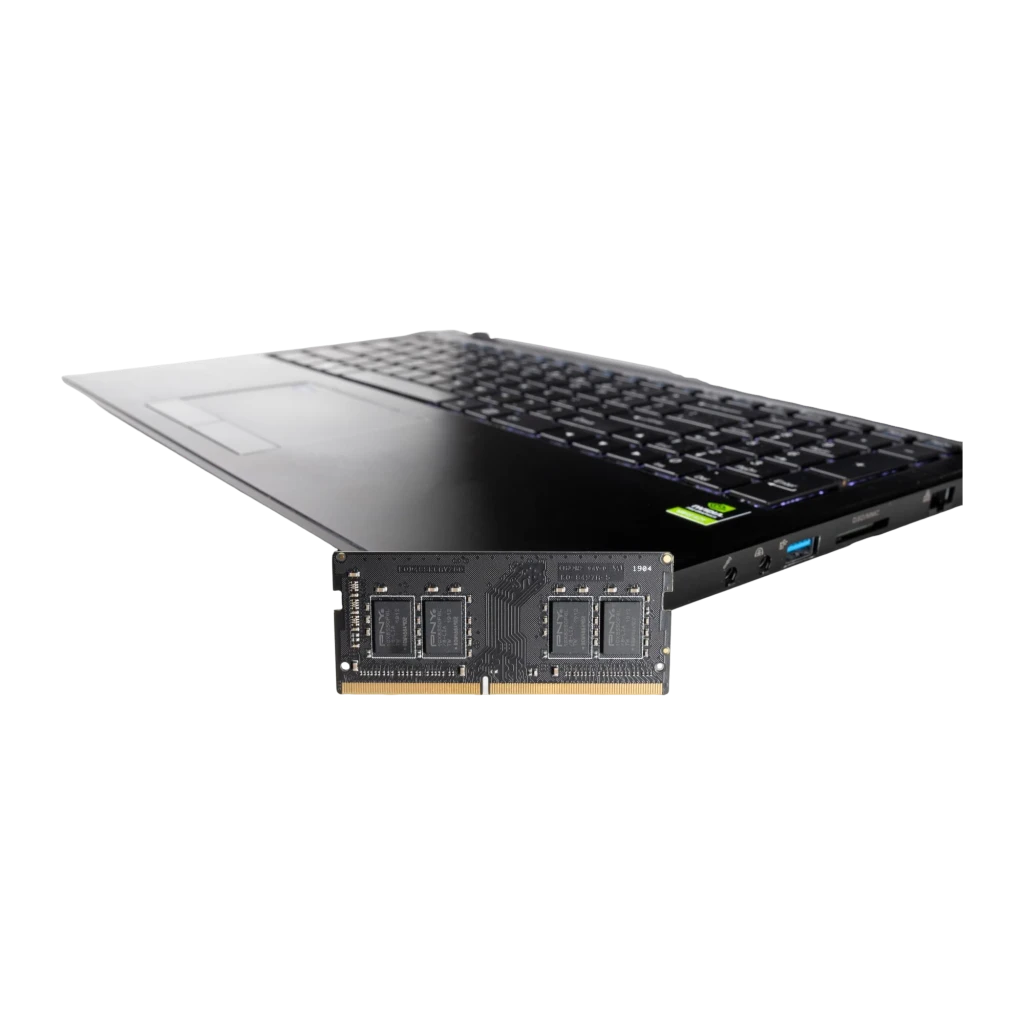 PNY Performance 16GB DDR4 SO-DIMM negro, vista frontal: etiqueta con especificaciones DDR4 3200 y contactos dorados - Ítem3