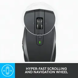 Logitech Rato MX Anywhere 2S Grafite, vista superior: roda de scroll hiper-rápida ampliada com botões de navegação lateral