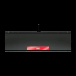 Cherry XTRFY MX 3.1 RGB QWERTY negro, vista trasera: base negra con etiqueta roja Cherry XTRFY y cable USB
