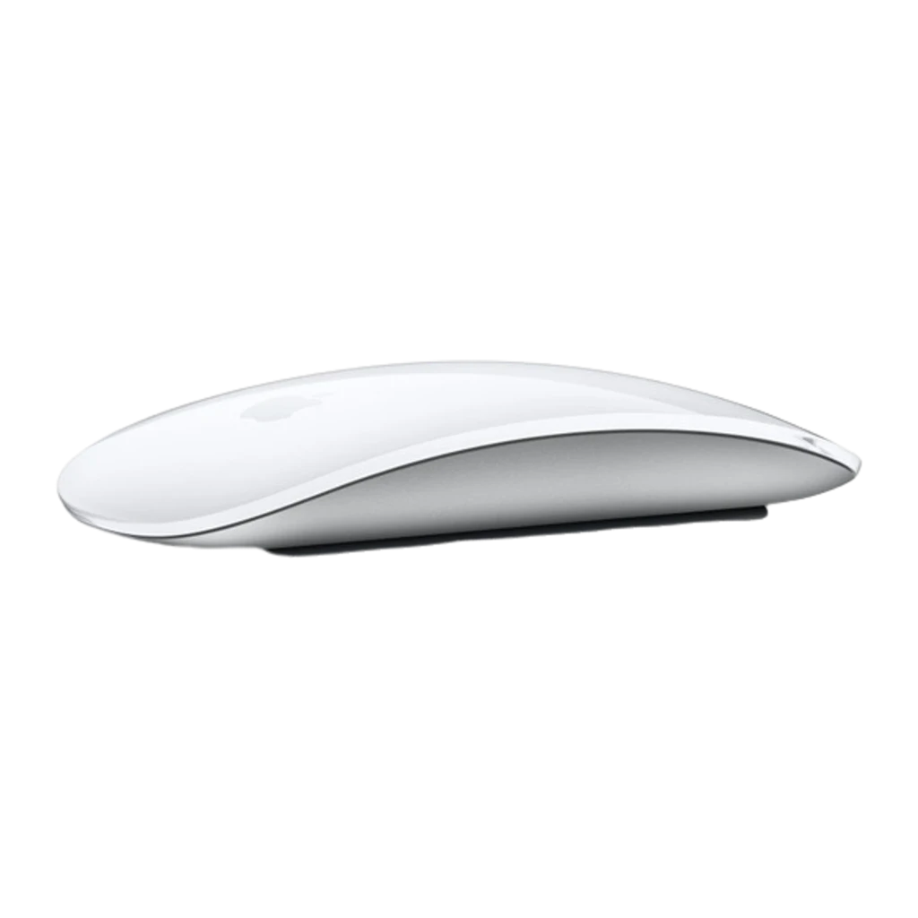 Apple Magic Mouse Multi-Touch branco, vista superior: superfície tátil lisa com logótipo Apple centrado - Item1