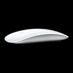 Apple Magic Mouse Multi-Touch blanco, vista lateral: perfil ultrafino y curva ergonómica de la carcasa