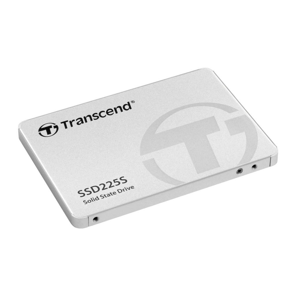 Transcend SSD225S 250GB prateado, vista frontal: carcaça de alumínio com logótipo e modelo gravados - Item2