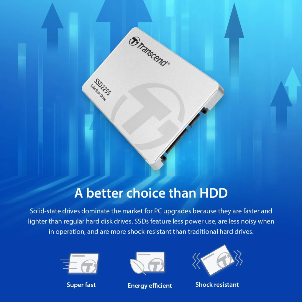 Transcend SSD225S 250GB prateado, vista frontal: carcaça de alumínio com logótipo e modelo gravados - Item4