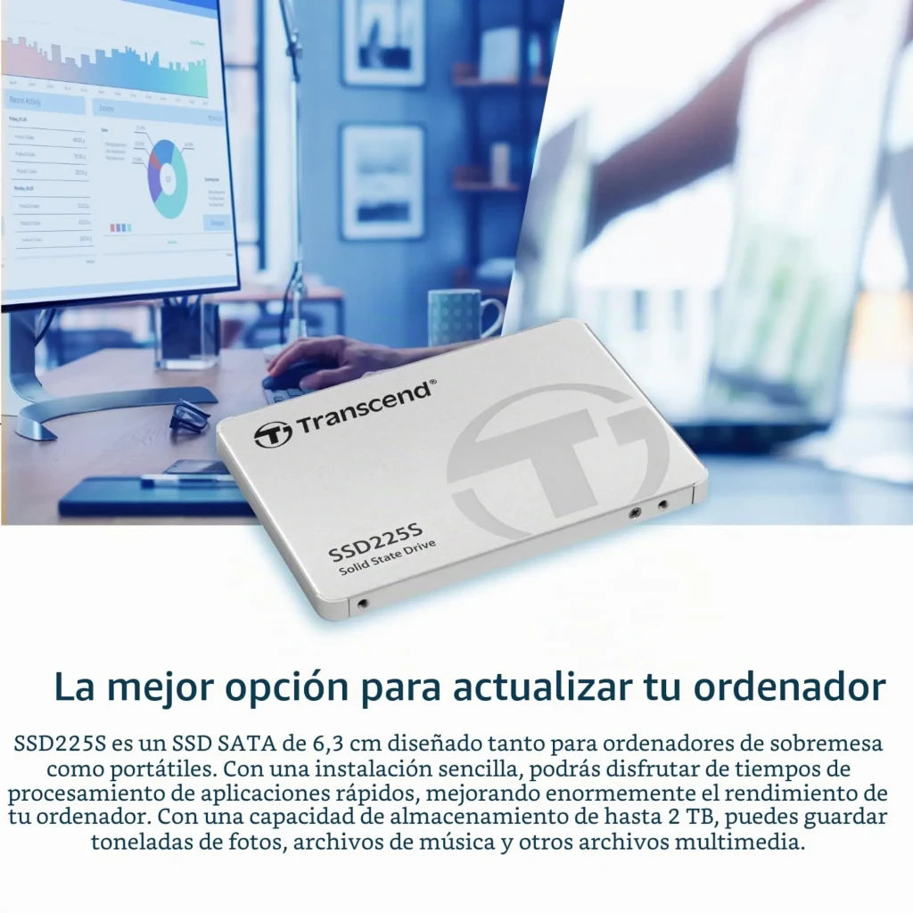 Transcend SSD225S 250GB prateado, vista frontal: carcaça de alumínio com logótipo e modelo gravados - Item5