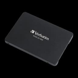 Verbatim Vi550 S3 SSD 512GB preto, vista em perspetiva: ângulo três quartos mostrando face superior e lateral direita