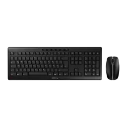 CHERRY Stream Desktop negro, vista superior: teclado completo con teclado numérico y ratón inalámbrico negro junto a él