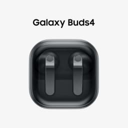Samsung Galaxy Buds 4 SM-R540 preto, vista superior: estojo aberto com os dois auriculares no interior
