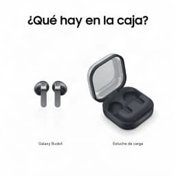 Samsung Galaxy Buds 4 SM-R540 preto, conteúdo da caixa: auriculares e estojo de carregamento preto aberto