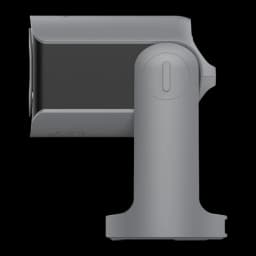 Philips NeoPix 156 gris, vue latérale: profil de la tête inclinée, bouton latéral et base cylindrique sans objectif visible