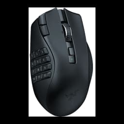 Razer Naga V2 Hyperspeed noir, vue latérale droite: pavé de 12 boutons numérotés, molette et logo Razer visibles