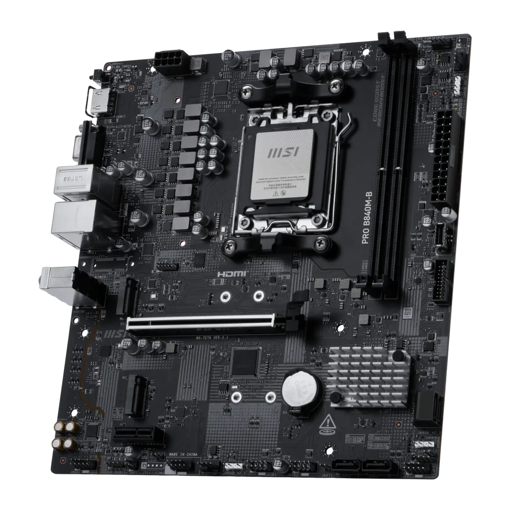 MSI Pro B840M-B AM5 mATX, carte mère avec boîte: socket AM5, slots RAM et boîte du produit - Ítem3