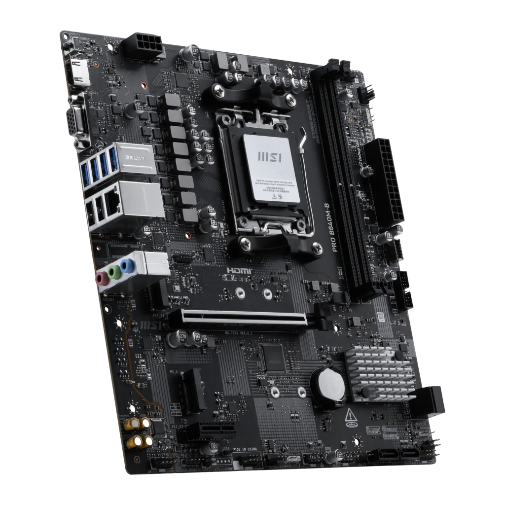MSI Pro B840M-B AM5 mATX, carte mère avec boîte: socket AM5, slots RAM et boîte du produit - Ítem1