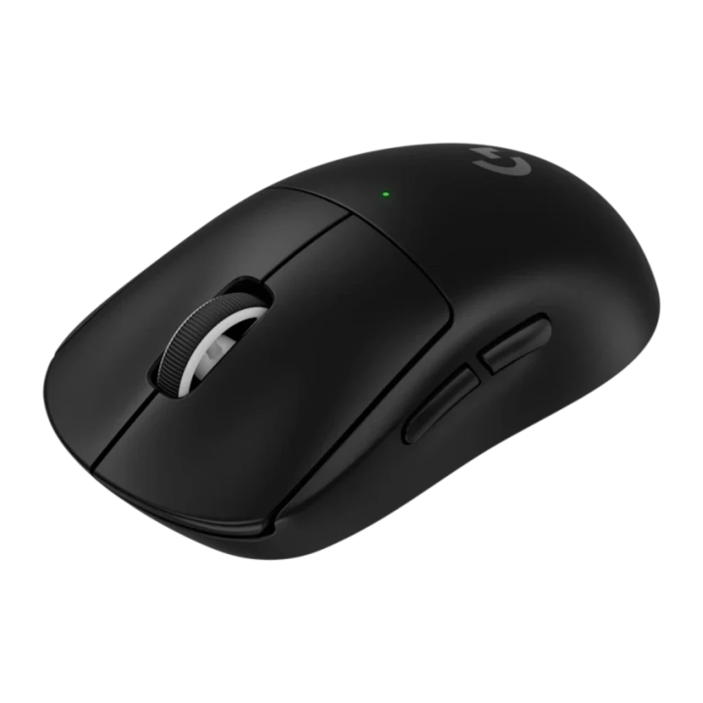 Logitech Ratón Pro X Superlight 2 SE negro, vista superior: rueda central, LED verde y logo G plateado - Ítem1