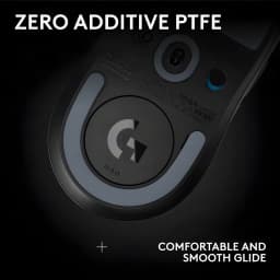 Logitech Rato Pro X Superlight 2 SE Preto, base: sensor óptico, pés PTFE e logótipo G visíveis na parte inferior