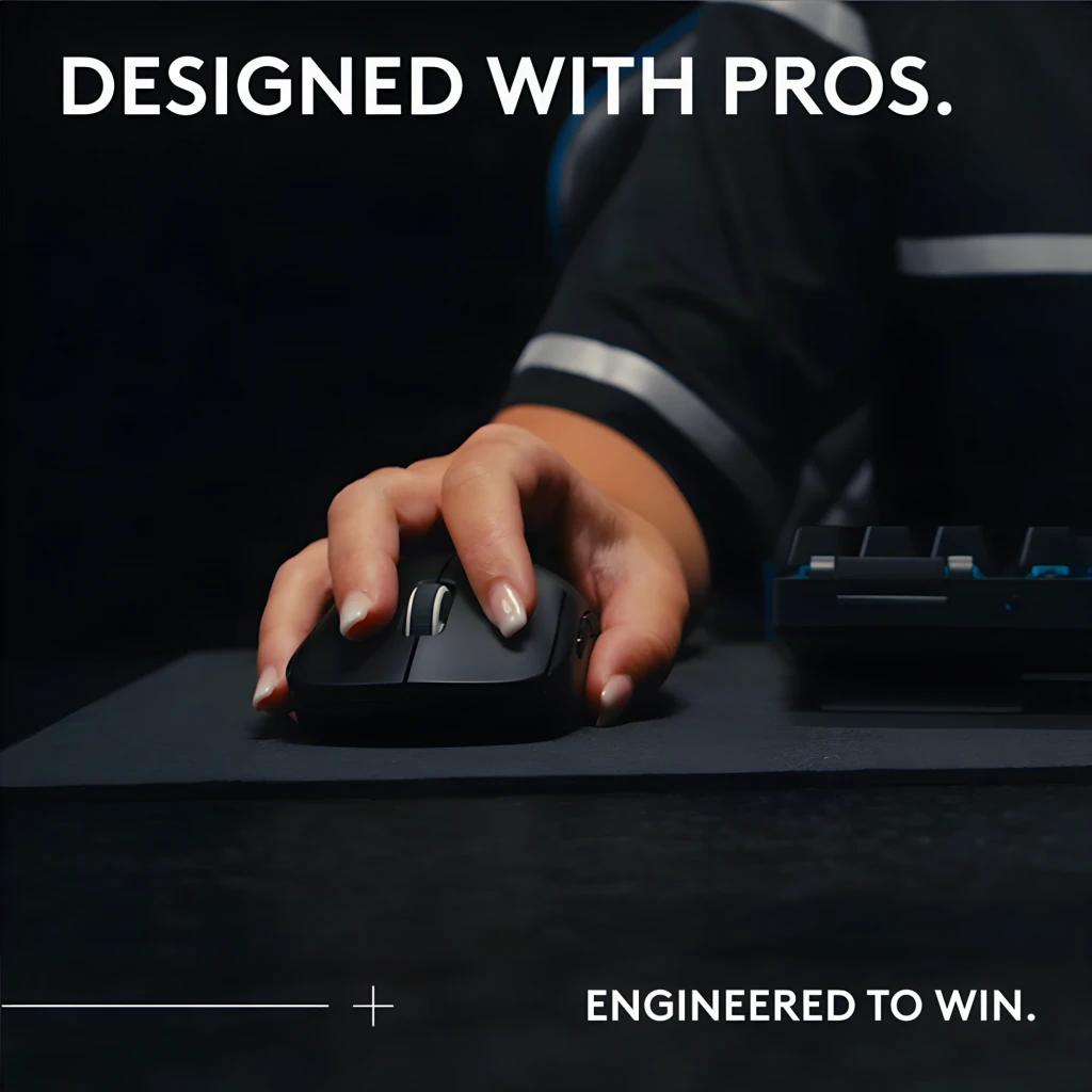Logitech Ratón Pro X Superlight 2 SE negro, vista superior: rueda central, LED verde y logo G plateado - Ítem9