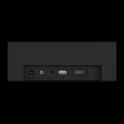 Ultimea Poseidon D60 Soundbar negro, vista trasera: puertos Power, AUX, Optical, USB y HDMI eARC visibles