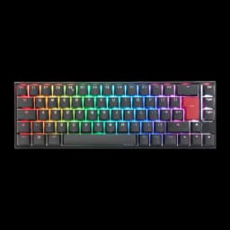 Ducky Mecha Pro SF RGB MX Black noir, vue de dessus: touches noires avec rétroéclairage RGB arc-en-ciel et touche Entrée