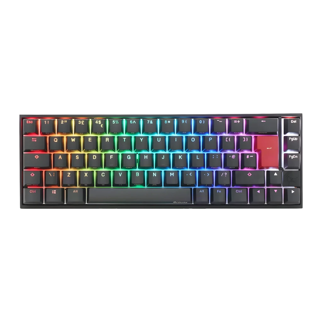 Ducky Mecha Pro SF RGB MX Black noir, vue de dessus: touches noires avec rétroéclairage RGB arc-en-ciel et touche Entrée - Ítem3