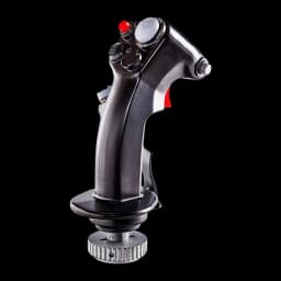Thrustmaster F-16C Viper HOTAS Add-On Grip noir, vue latérale droite: gâchette rouge, bouton gris supérieur et molette