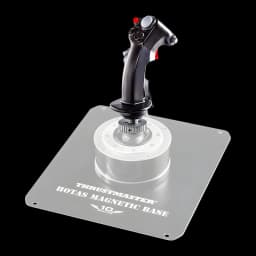 Thrustmaster F-16C Viper HOTAS Add-On Grip noir, vue latérale: grip monté sur base magnétique HOTAS, bouton rouge